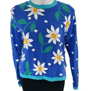 Vintage flower Knit sweater Daisy size medium
